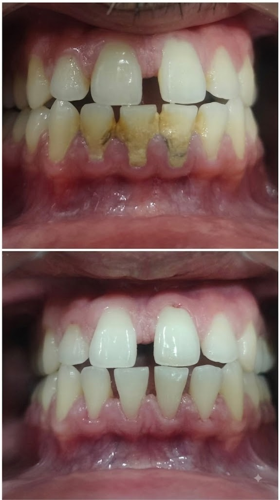 Deep scaling and tartar removal before and after